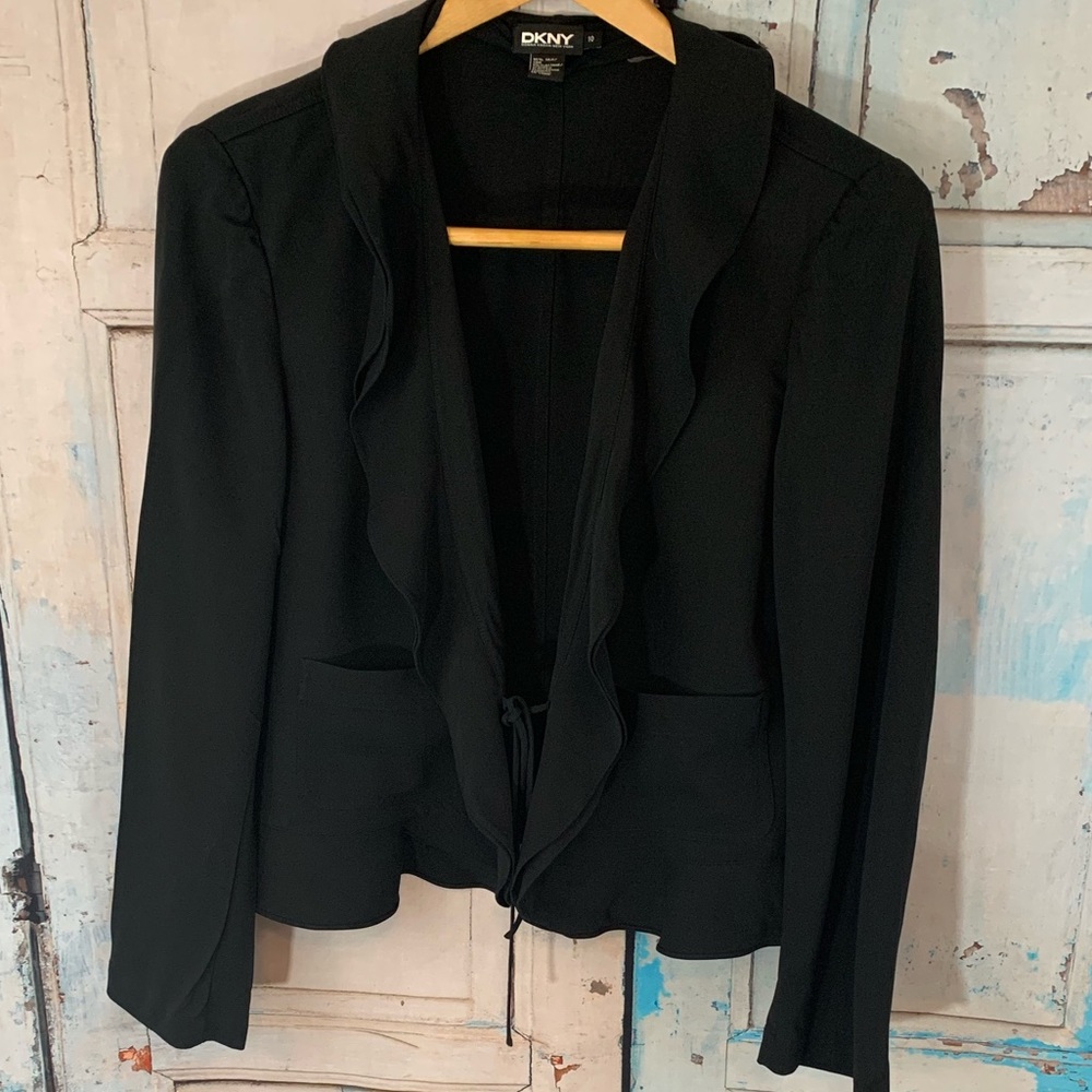 DKNY Black Tie-Close Cardigan Size 10